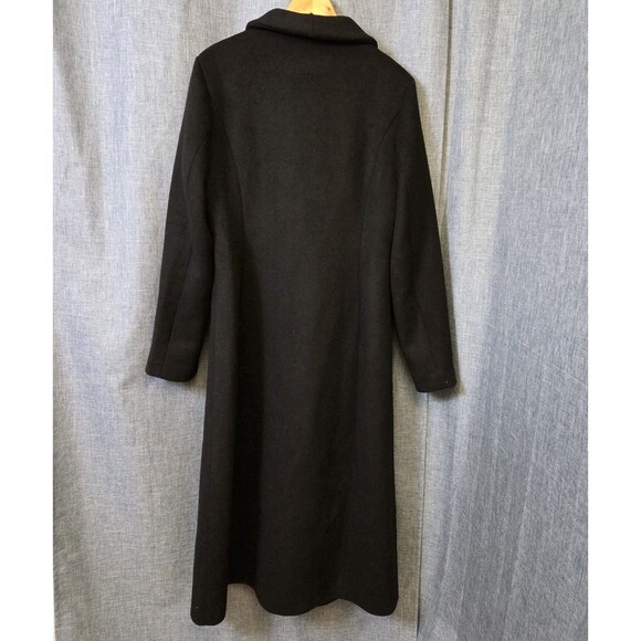 Plaerpener Long Double Breasted Coat Women’s 12 Black Wool Blend - Picture 3 of 13
